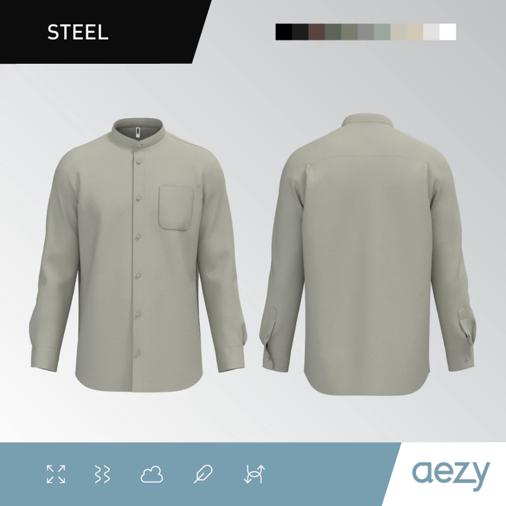 KEMEJA AEZY STAND COLLAR LONG SLEEVE